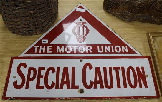 An early The Motor Union enamel sign width 66cm height 56cm